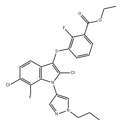 بینزوک ایسڈ، 3-[[2،6-ڈیکلورو-7-فلورو-1-(1-پروپیل-1H-pyrazol-4-yl )-1H-indol-3-yl]thio]-2-fluoro-, Ethyl Ester (ACI) CAS نمبر: 1782070-79-4